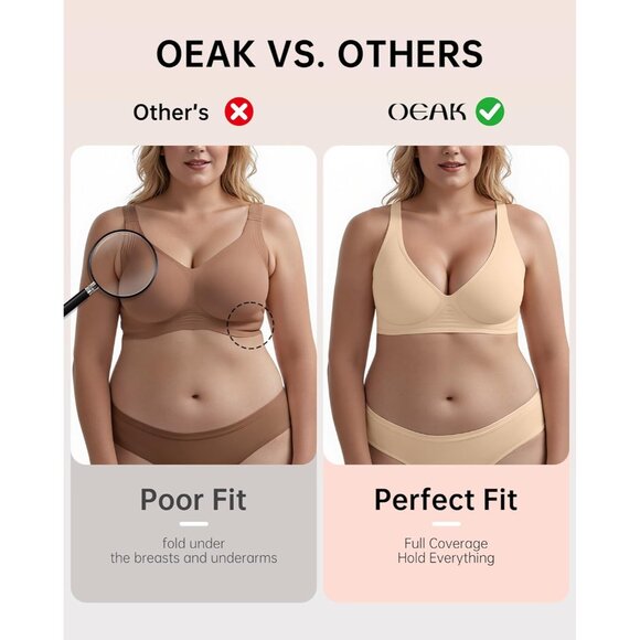 Women's Deep V Wireless Bra Supportive Seamless Push Up T-shirt Bralette - Picture 4 of 7